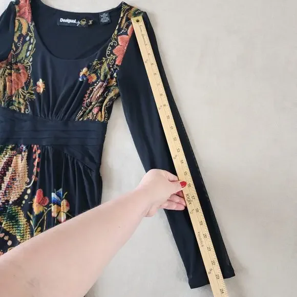 Desigual by Christian Lacoix XS pleated mesh waist Artsy Boho Festival floral - Picture 16 of 16